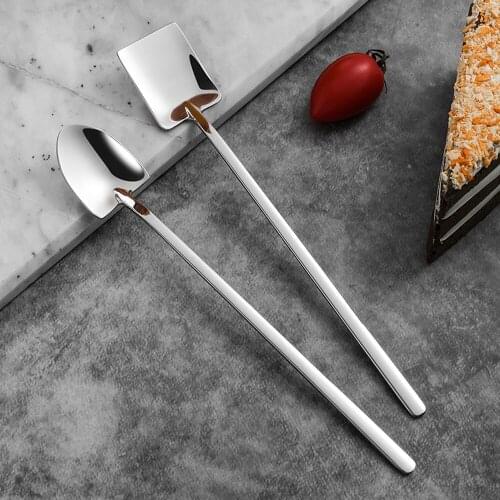 Retro Shovel Flat Coffee Tea Ice Cream Metal Spoon Gift Creative Bar Stainless Steel 304 Dessert Spoons Set Housewares Kitchen