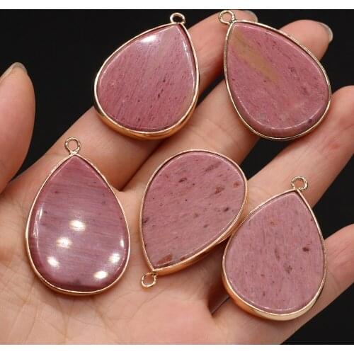 Natural Stone Semi-precious Stones Drop-shaped Red Wood Grainq Stone Pendant DIY Necklace Bracelet Making Jewelry Size 26x40mm