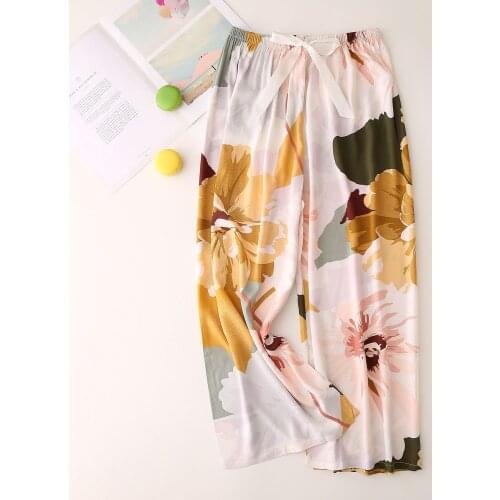 New Cotton Silk Pajamas Womens Thin Large Size Loose Trousers Wide-leg Pants Pregnant Women Can Wear Single Trousers