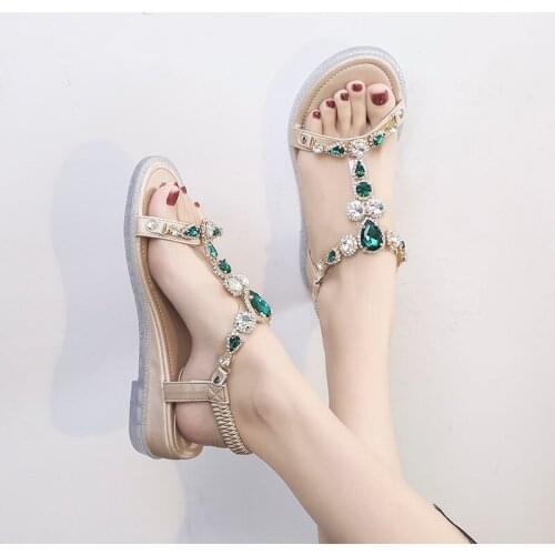 2020 Summer New Fashion Rhinestone Wedge Sandals Female Seaside Holiday Platform Bohemia Sandals