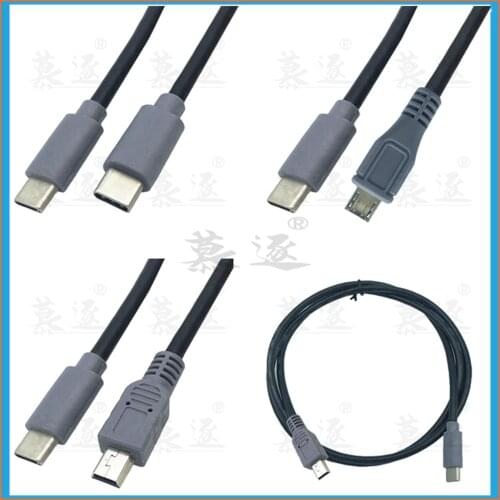 USB Type C 3.1 Male To Mini&micro USB 5 Pin B Male Plug Converter OTG Adapter Lead Data Cable for Mobile Macbook 25cm / 1m 3ft