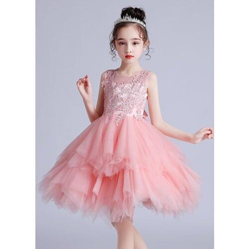 Baby Girls Tutu Dress Embroidery Mid-length Flower Girls Dress Tulle A-lined Outfits Sleeveless Wedding White Kids Party Gown