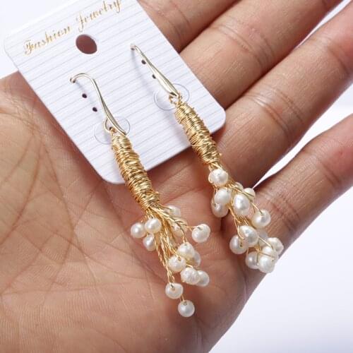 5pairs 2020 Hot Sale Purple White Color Freshwater Peal Bead Charms Dangle And Women Hoop Earring For Girls Wedding Dainty Gift