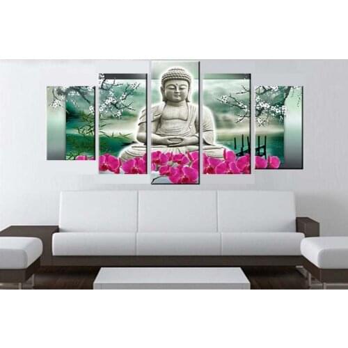 Full Square/Round Drill 5D DIY diamond painting 5pc Buddha statue Pictures mosaic Diamond Embroidery Wall Arts J1766