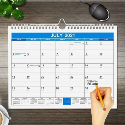 Eye-catching Thick Wire Spiral Flip Design Hanging Calender for Home