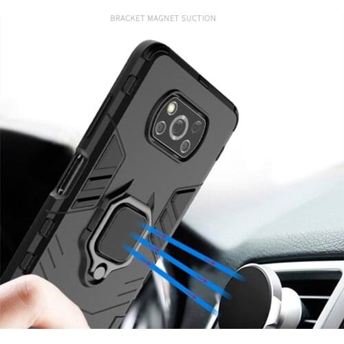 Shockproof Armor Soft Case for Xiaomi POCO X3 NFC M3 F2 Pro Ring Stand Phone Back Cover for Xiaomi Mi Pocophone X3 NFC X2 F1