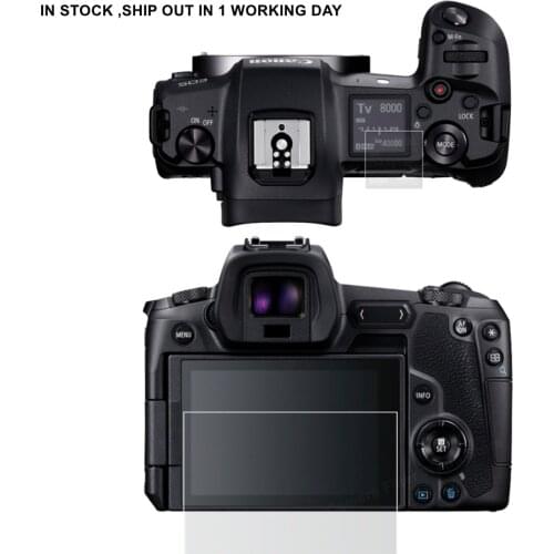 Self-adhesive Tempered Glass / Film Main LCD + Top Shoulder Info Screen Protector Cover for Canon EOS R EOSR Camera