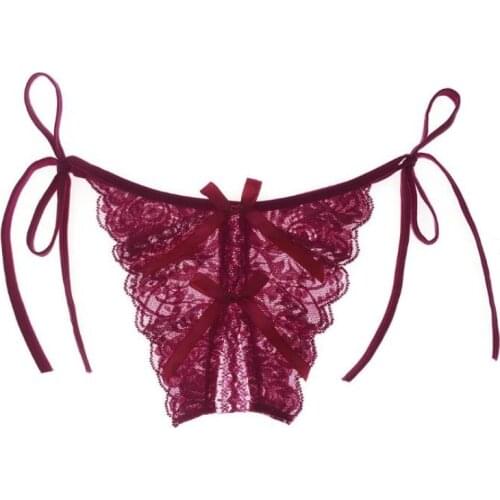 Sexy panties underwear women sexy lingerie bow floral perspective temptation bandage low waist porn costumes G-string