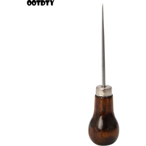 Awl Pricker Hole Maker Tool Punch Sewing Stitching Leather Craft Wooden Handle