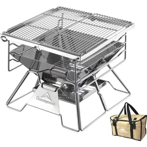 Foldable BBQ Grill Portable Barbecue Grill Stainless Steel Charcoal Grill Outdoor Camping Picnic Cooking BBQ Tools