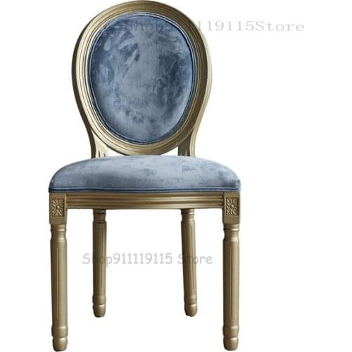 Nordic Style Solid Wood Chair Bedroom Make-up Chair Luxury Creative Fashion Restaurant Hotel Golden Flannel Dining Chair