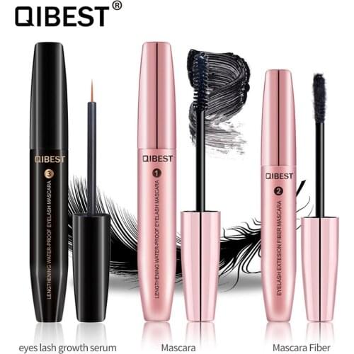 4D Silk Fiber Lash Mascara Waterproof Rimel 3d Mascara For Eyelash Extension Black Thick Lengthening With Eyelash Serum Set