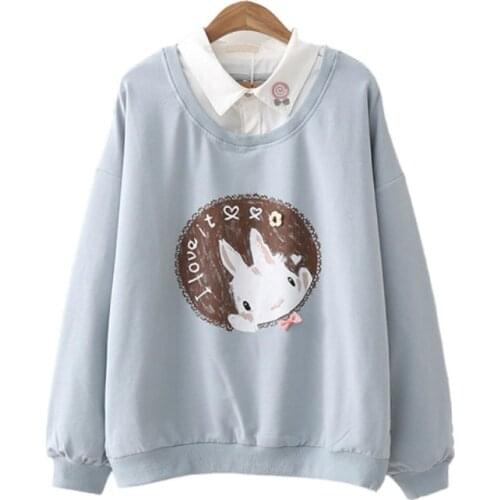MERRY PRETTY Women Cartoon Print Hoodies 2020 Winter Long Sleeve Turndown Collar Pullovers Femme Harajuku Cute Sweatshirts