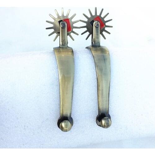 Gold Retro Zinc Alloy 5cm Neck Rowel Western Spurs Horse Tack