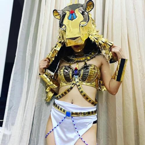 Gold bar nightclub Sexy Pharaoh Cleopatra Sphinx costume custom cosplay role playing costume