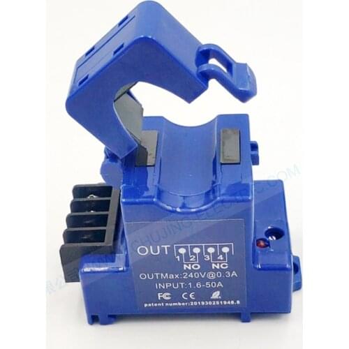 1.7-50A AC din type clamp current transformer with relay output adjustable clamp CT with NO NC output