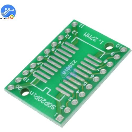 10 PCS SOP20 SSOP20 TSSOP20 to DIP20 Pinboard SMD to DIP Adapter 0.65/1.27mm PCB Converter