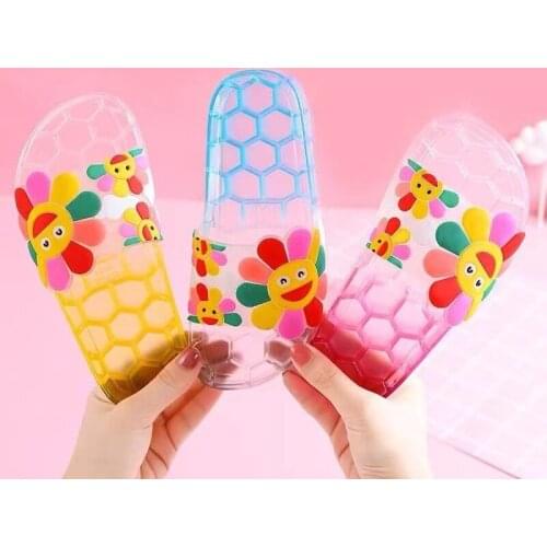 2021 Sippers Girl Summer Shoes Outdoors Indoor Home Sunflowers PVC Jelly Soft Dress Slides Ladies Non-slip Bathroom Women Shoes