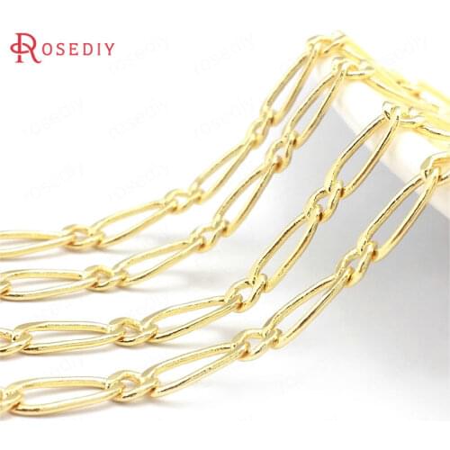 39676)1 Meter 24K Gold Color Brass Long Oval Shape Necklace Chains Jewelry Chains Jewelry Making Supplies Findings Accessories