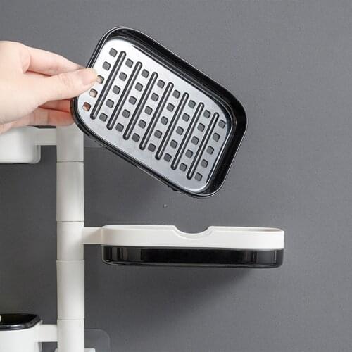 4 Tier Adhesive Bathroom Frame Shower Shelf Storage Rack Holder Bathroom Accessories custody