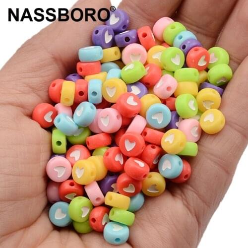 4x7mm Solid Color Acrylic White Heart Shape Beads For Jewelry Making Loose Spacer Beads DIY Handmade Bracelet Necklace