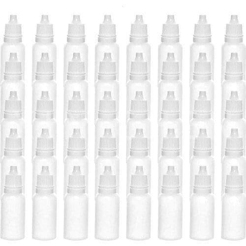 50pcs 15ml Liquid Dropper Bottles Transparent Squeezable Eluquid Juice Container Empty Plastic PE Bottles with Leakproof Caps