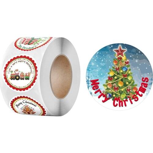 500Pcs/lot Merry Christmas Stickers Roll Card Label Sealing Stickers