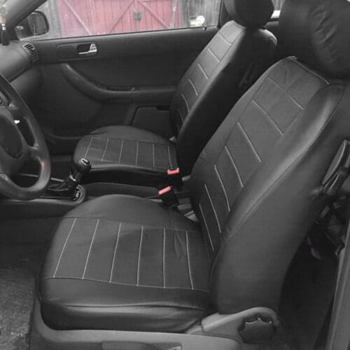 2pcs Black PU Leather Car Seat Cover for All Car SUV Truck Car Seat Protector Airbag Compatible