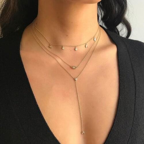 Fine 925 Sterling Silver Delicate Small Evil Eye Heart Hand Sun Charm Choker For Women Fashion Silver CZ Necklaces Jewelry 2021