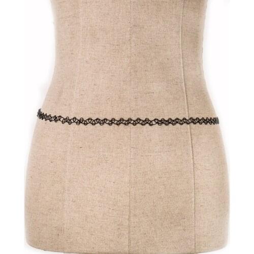 Sex Hot Selling Vintage Stretch Tattoo Waist Chain Gothic Punk Grunge Black White Body Jewelry Wholesale