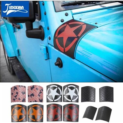 MOPAI ABS 5 Stars Car Exterior Hoods Angle Wrap Cover Engine Cover Decoration Stickers For Jeep Wrangler 2007 Up Car Styling