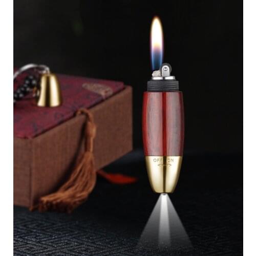 Sandalwood Bead KEROSENE Lighter Creative Multifunctional Mini Portable GRINDING WHEEL High-end SMOKING Gift with FLASHLIGHT