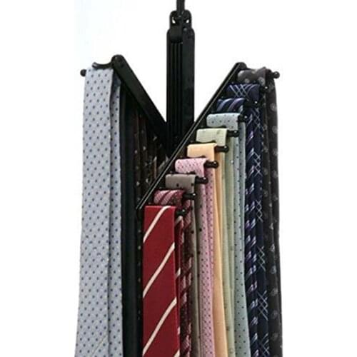 Creative 360 Degree Rotating 20 Tie Rack Closet Organizer Neck Ties Necktie Belt Scarves Non-slip Holder Hanger