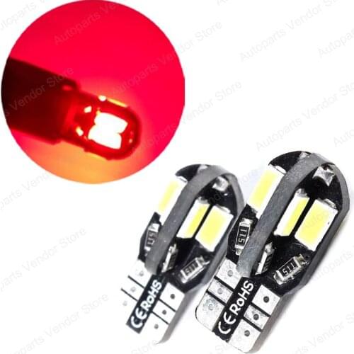 10Pcs Red T10 W5W 5630 8SMD LED Canbus Error Free Car Bulbs 168 194 2825 Clearance Lamps License Plate Reading Lights 12V
