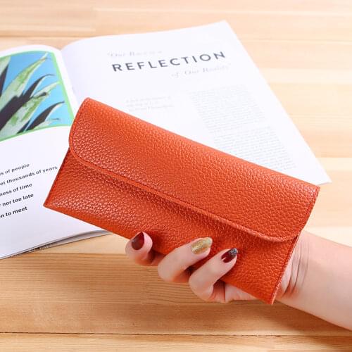 Women Pu Leather Long Envelope Wallets Lady Simple Thin Hasp Coin Purses Female Fashion Clutch ID Credit Business Card Holder
