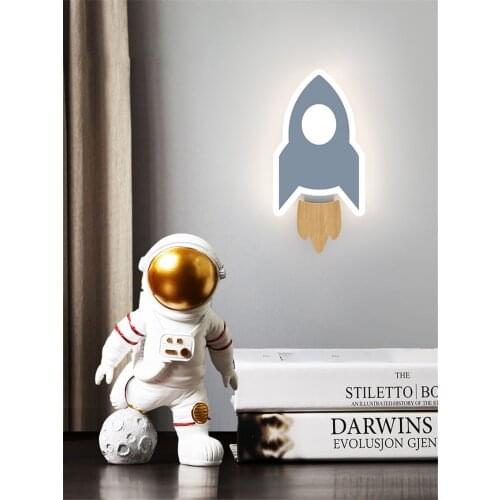 Nordic Cartoon Rocket Wall Lamps Modern Childrens Room LED Lamps Boy Bedroom Study Model Room Study Home Decorative Wall Lights