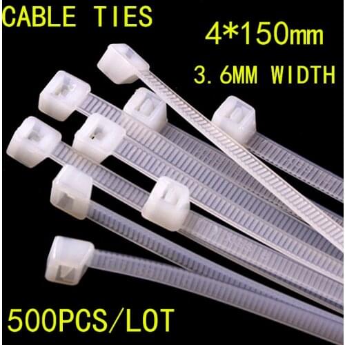4*150mm National Plastic Latching Lock Type Nylon Cable Tie Buckle Black/White 3.6mm width 150mm length 500pcs/lot