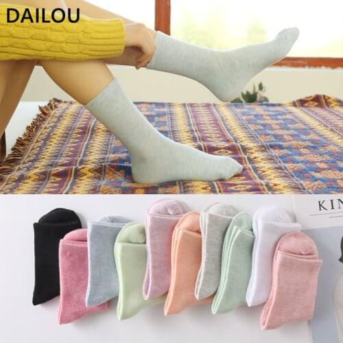 10 colors kawaii candy color women cotton socks Korea cute colorful comfortable warm happy tube socks non-slip floor socks girls