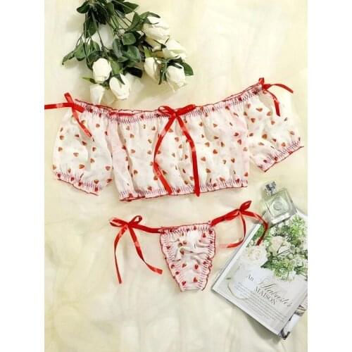 New Bra set Sexy Bandage Bikini Lingerie Cute Dot Mesh Sheer Lingerie set Womens Underwear Three-Point Suit Sexy Lingerie