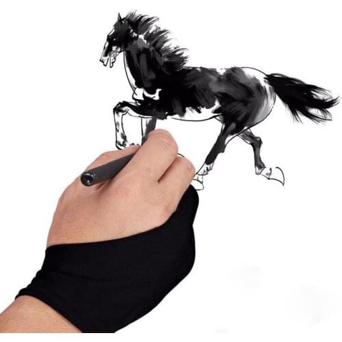 Artist Drawing Glove Black 2 Finger Anti-fouling Glove for Right And Left Hand Artist Drawing for Any Graphics Drawing Tablet