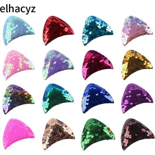 1 Pair New Chic Glitter Flip Sequins Cat Ears Double Sided Kids DIY Hair Accessories Children Headwear for Girls Hairband