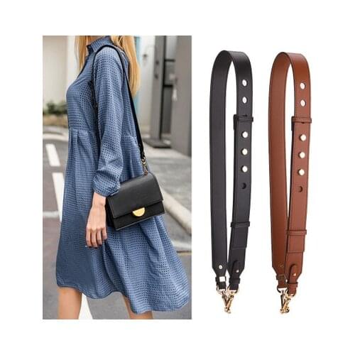 Simple pu Leather Wide Shoulder Strap Solid Color Adjustable Length Rivet Fashion Brand Luxury Women Bag Accessories Handbag