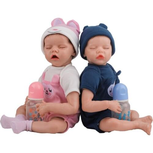 Toddler Twins Reborn Baby 17inches Silicone Body Lifelike Bebe Reborn Dolls For Children Birthday Gift Toy