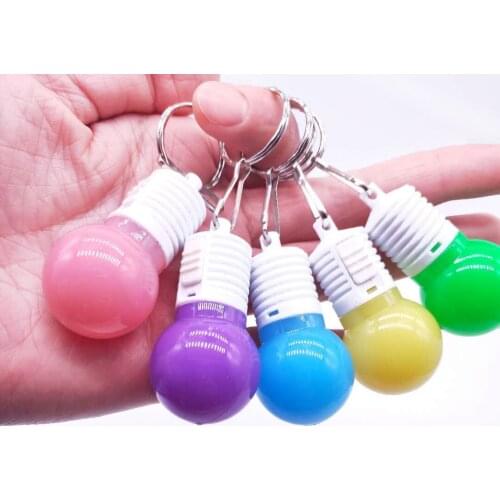 LED flashing new year fashion birthday party cartoon light bulb luminous key chain bag mobile phone pendant gift