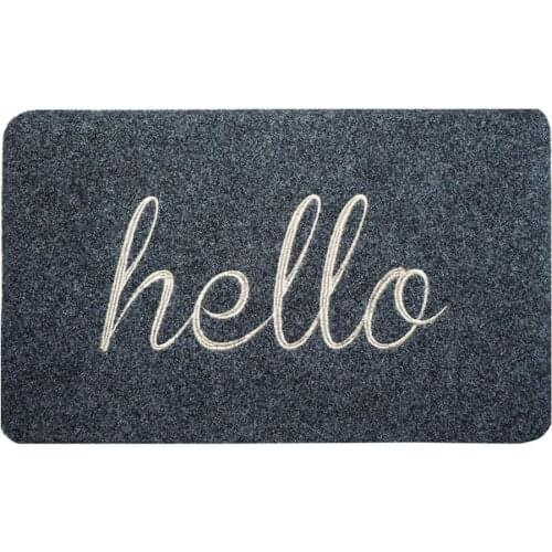 Convenient Door Mat Absorbing Moisture Polyester Easy Clean Hello Pattern Floor Pad Carpet for Daily Use Living room decoration
