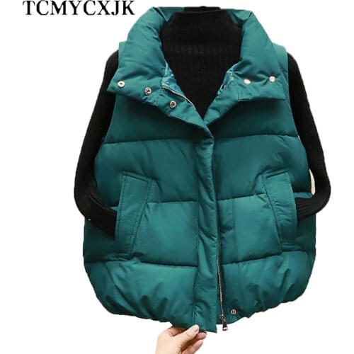 Crop Jacket Down Padded Vest Woman Short Student Autumn Winter Large Size Womens Coat Loose Waistcoat Sleeveless Vest Woman