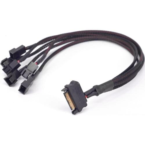 12V 15Pin SATA 1 to 6 way 3Pin Fan PWM Power supply Cable Cooler Port Multiplier For PCI-e Graphics Card Port Chassis 22AWG