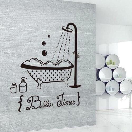 Fun Pattern Bathing Time Wall Stickers Bathing Shower Bathtub Bathroom Home Decorations Vinyl Wall Decals Waterproof Wall Sticke