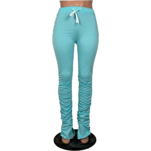 Solid Colors Women Stacked Sweatpants S-xxl Plus Size Women Sweatpants Multi Colors for Choice High Waist Stacked Pants Women