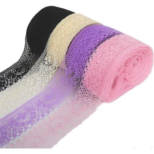 4cm Width lace trim fabric high quality embroidery on mesh ribbon wedding birthday christmas goods craft DIY ribbon Accessories